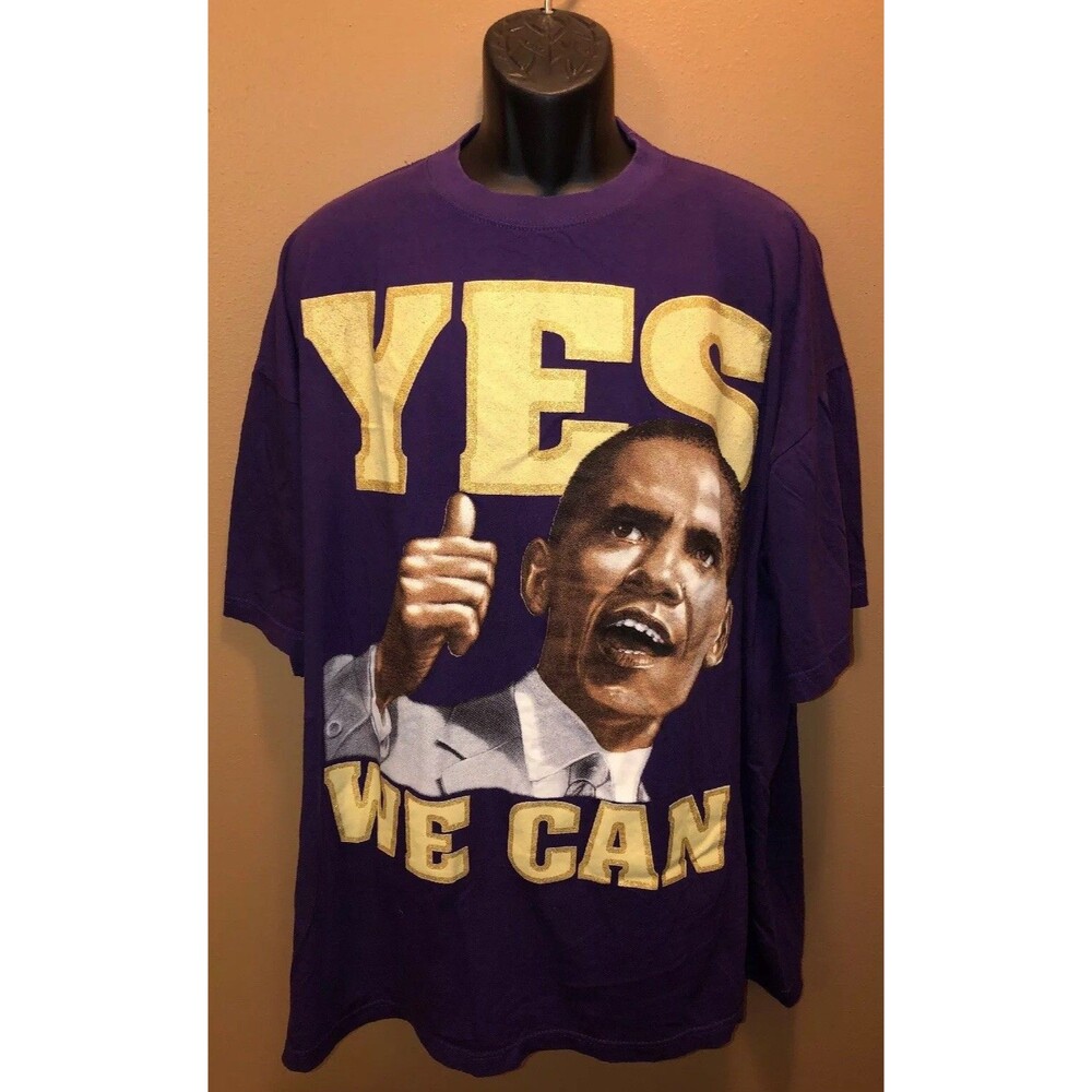 PRESIDENT BARACK OBAMA 3XL Yes We Can Speech Purple T-Shirt Tee Tree Hip Hop HTF